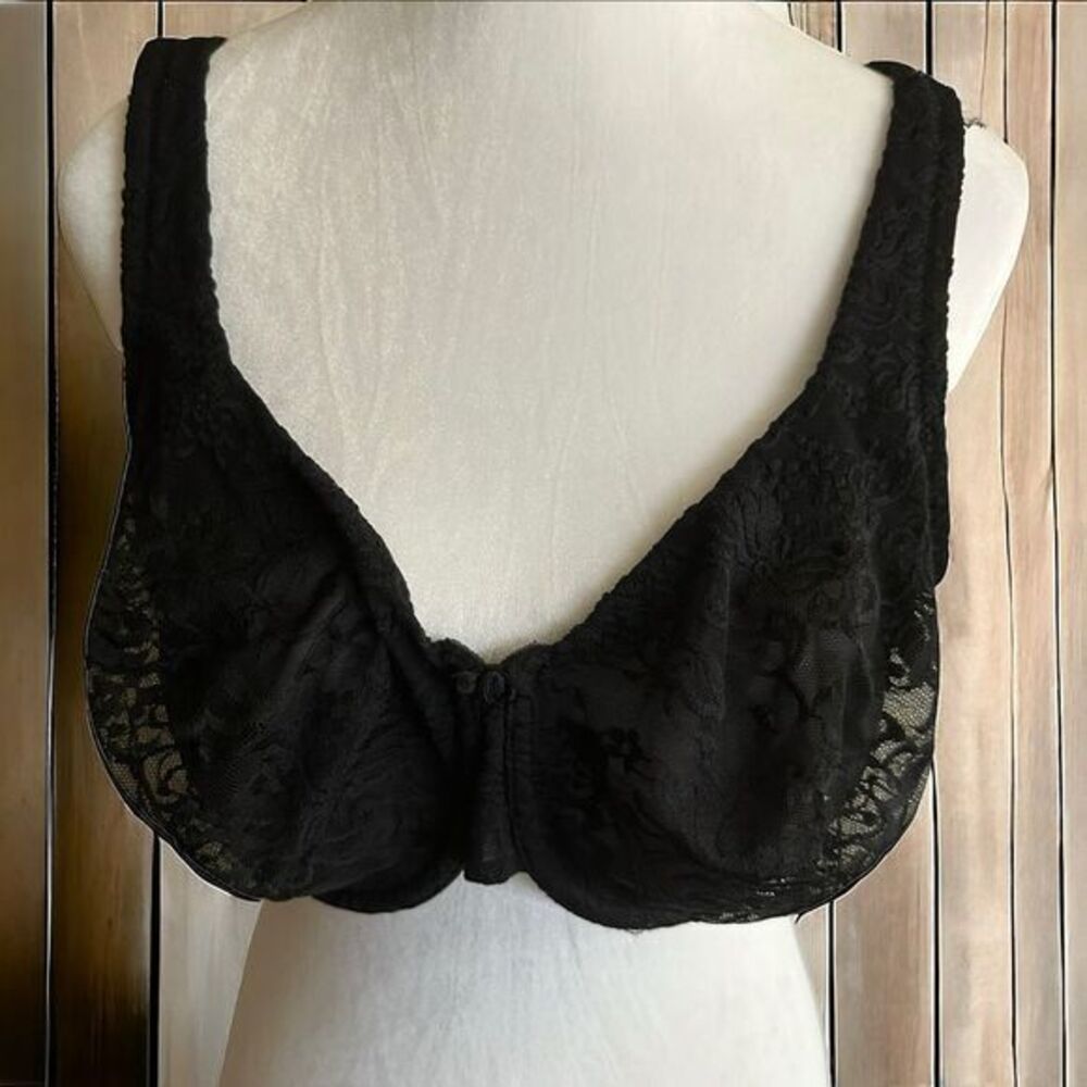 Cacique Bra Black 44C Women Lace Unlined Underwire Full Coverage Intimates